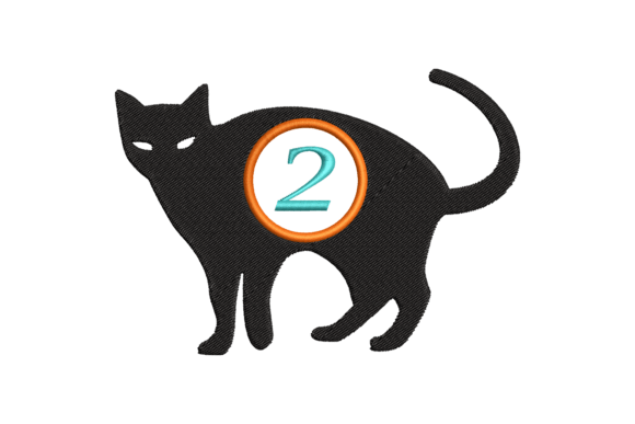 Black Cat Number 2: A Charming Embroidery Design