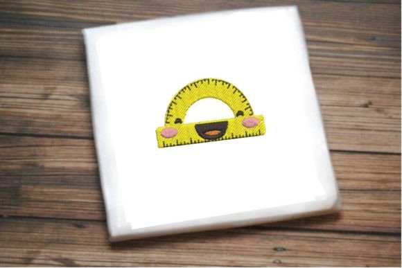 Smiling Protractor: A Charming Embroidery Design